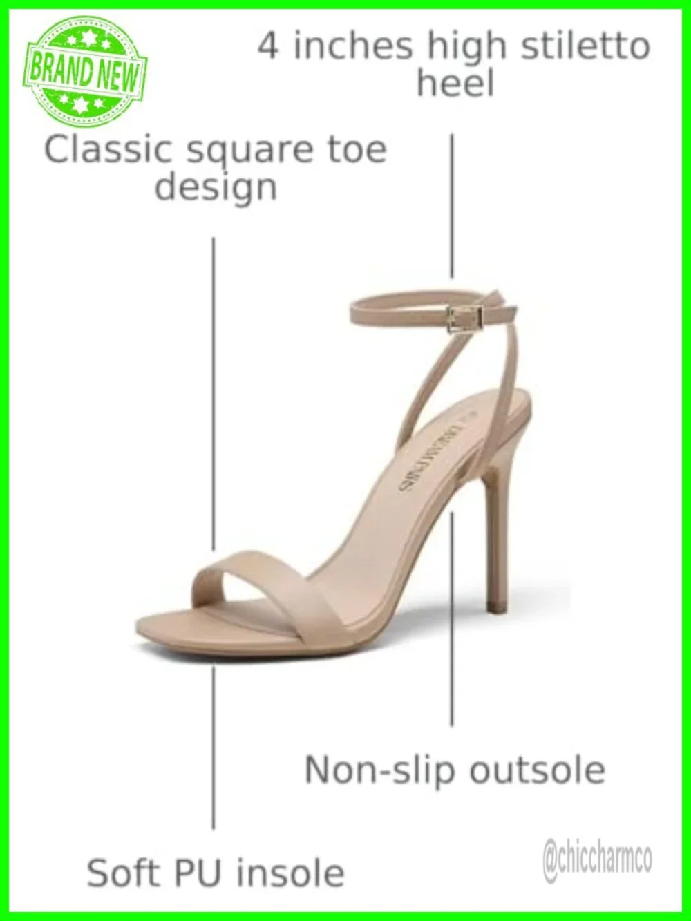 Strappy Square Toe Stiletto Heels Ankle Strap Dress Sandals Party Shoes